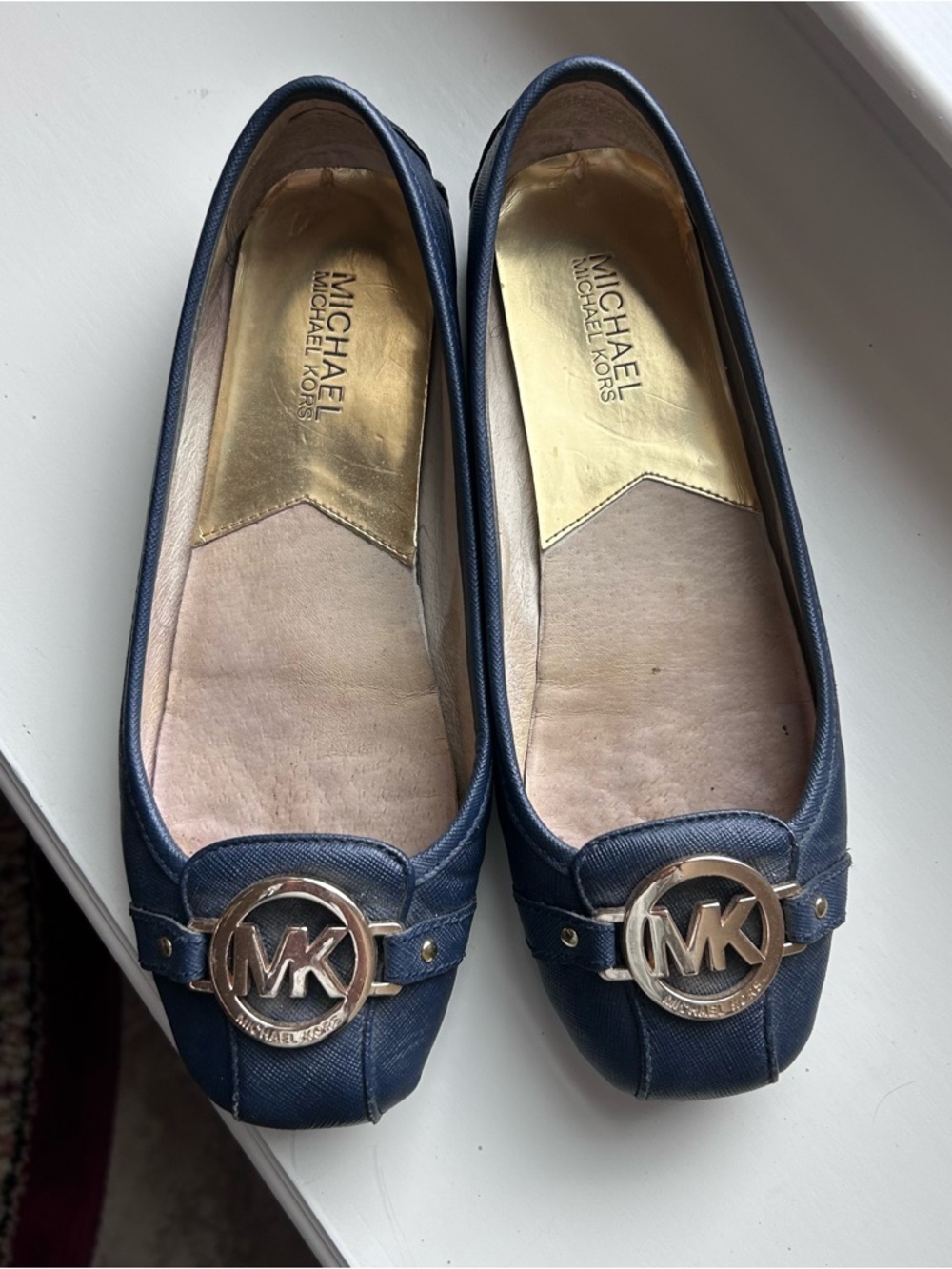 Michael Kors Navy Blue MK Logo Flats